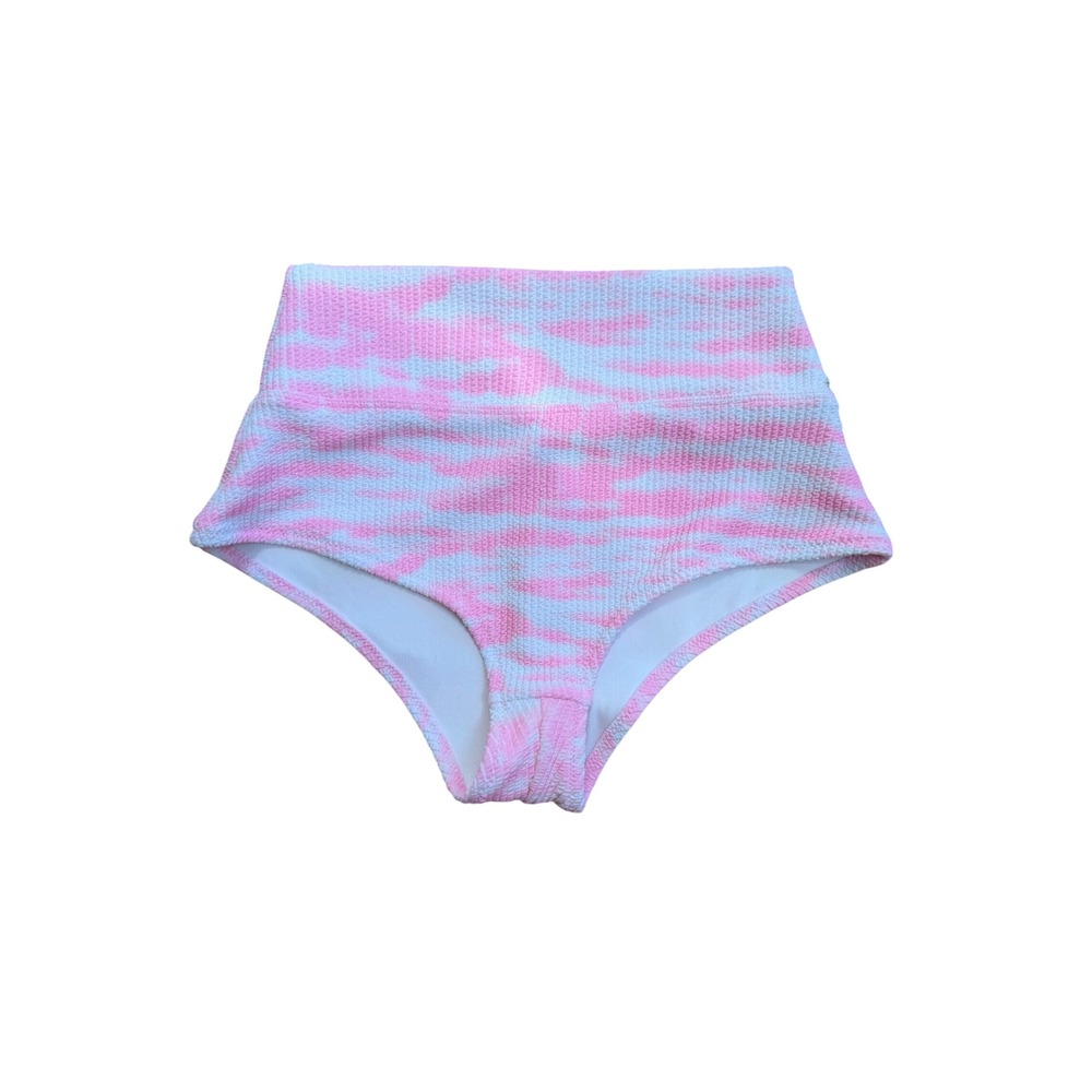 Victoria's Secret PINK High Waisted Bikini Bottom Pink White Tiger Crinkle S